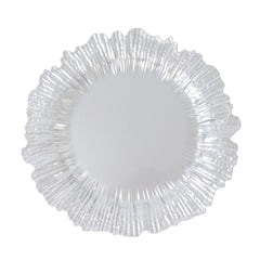 10 Pack Economy Reef Plastic Charger Plates – 13" Silver Dinner Plate Chargers for Weddings, Parties & Catering