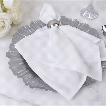 10 Pack Economy Reef Plastic Charger Plates – 13" Silver Dinner Plate Chargers for Weddings, Parties & Catering