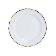 10-Pack Economy Round Plastic Charger Plates 13" in Clear with Black Beaded Rim, Stylish Dinner Party Serving Plates