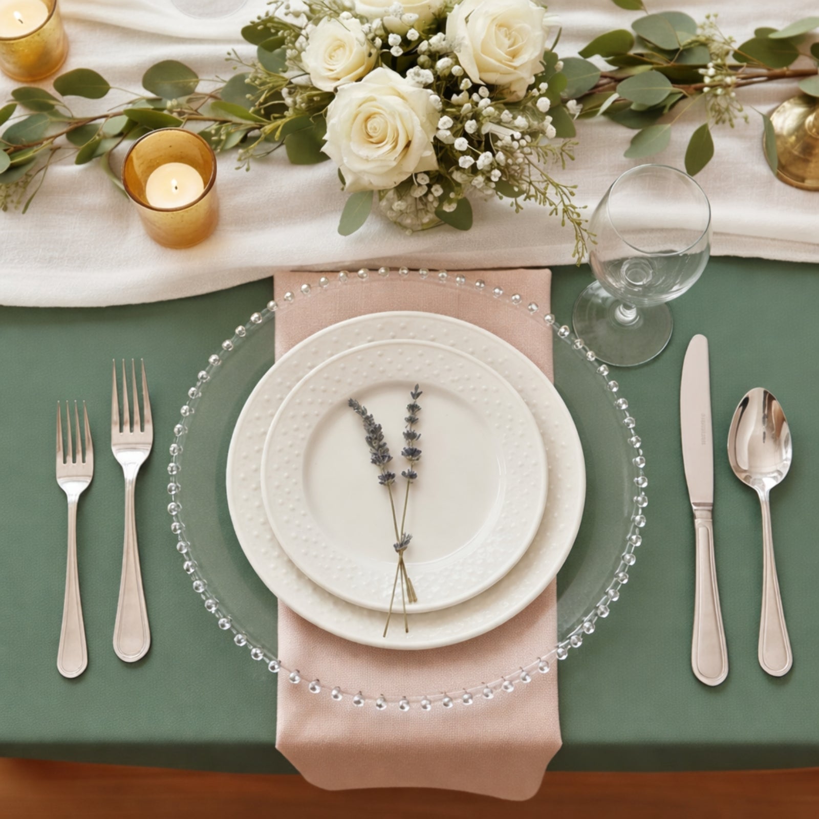 10-Pack Economy Round Plastic Charger Plates 13" in Clear Beaded Rim, Stylish Dinner Party Serving Plates