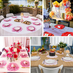 10-Pack Disposable Table Placemats in Lavender with Peony Flower Print & Gold Foil Edges - Lilac 300GSM Floral Cardboard Placemats for Dinner Parties & Gatherings 14"