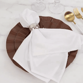 10-Pack Plastic 11" Round Dinner Plates in Cinnamon Brown Ruffled Rim with Gold Edging - Sturdy Disposable Dinnerware