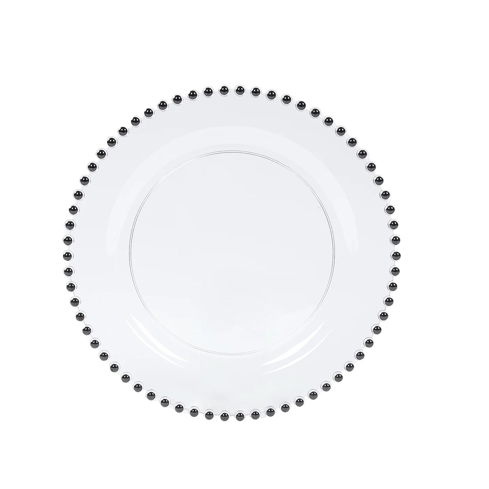 10-Pack Clear Plastic Dessert Plates – 8" Round with Black Beaded Rim, Disposable for Parties & Events