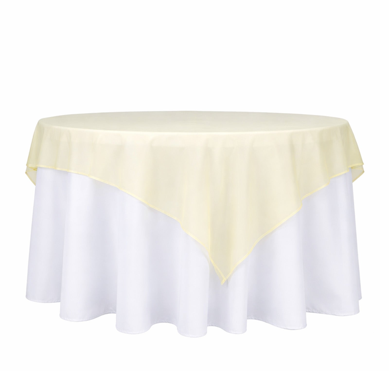 10 Pack Champagne Organza Table Overlay 72"x72" - Sheer Table Topper