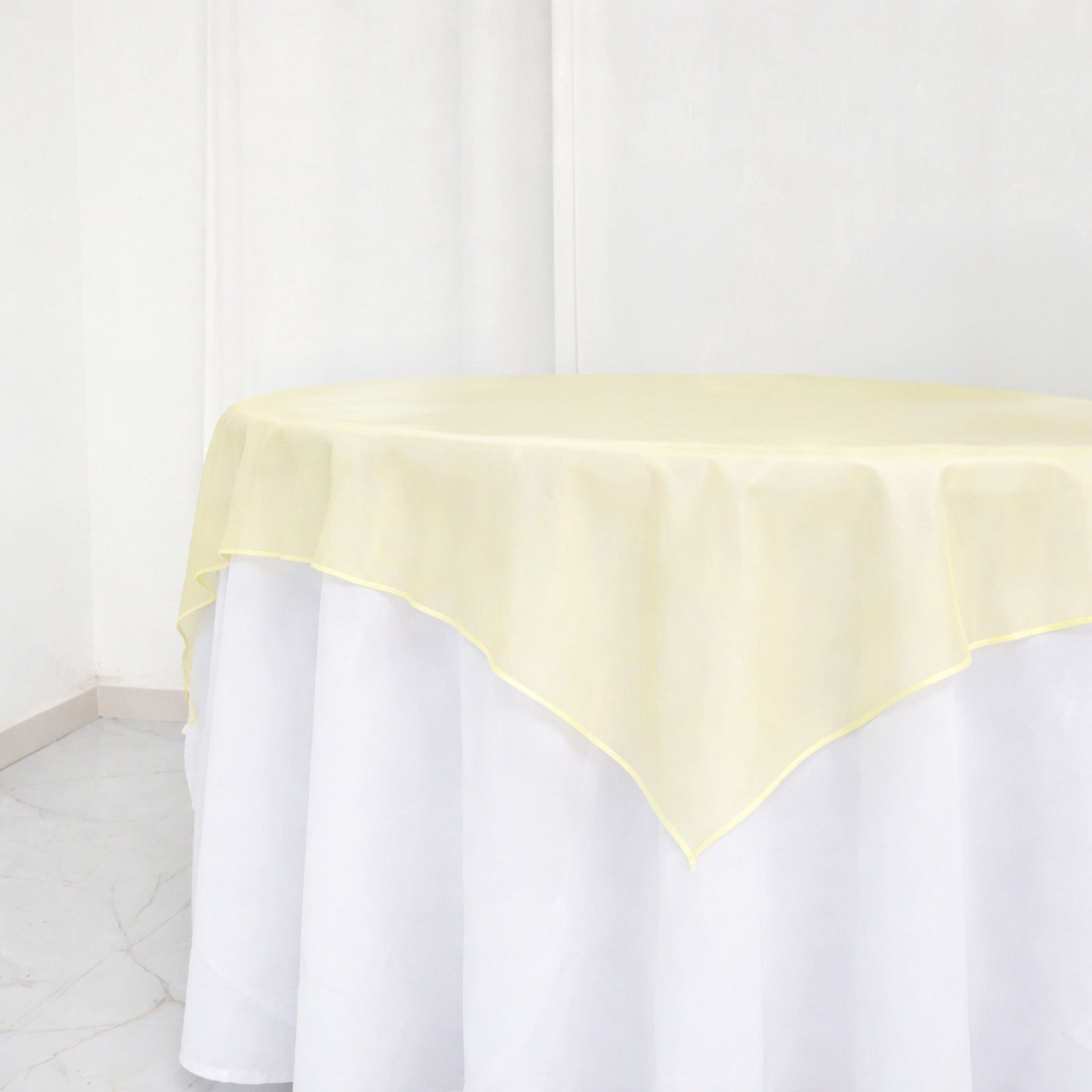 10 Pack Champagne Organza Table Overlay 72"x72" - Sheer Table Topper
