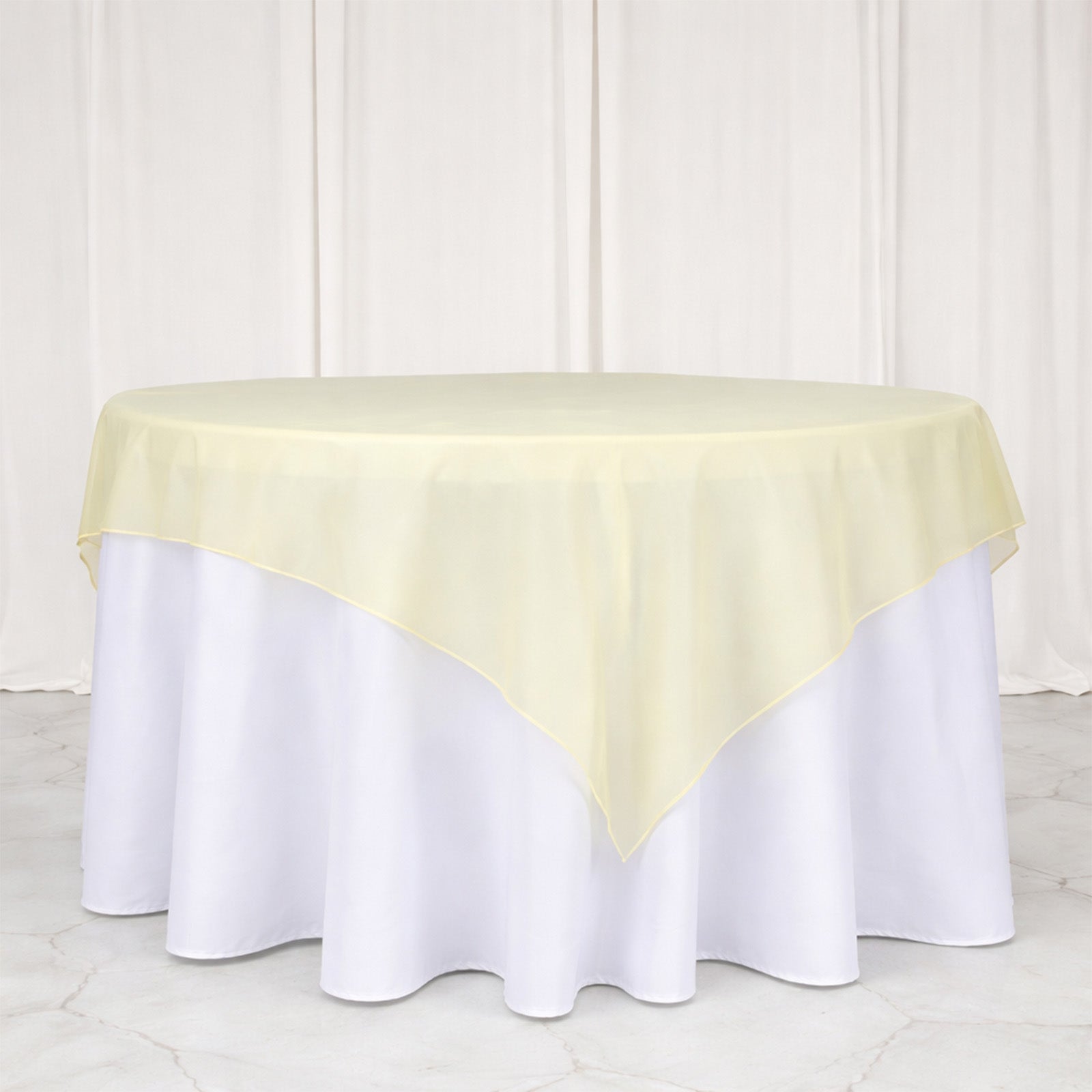 10 Pack Champagne Organza Table Overlay 72"x72" - Sheer Table Topper