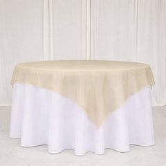 10 Pack Gold Organza Table Overlay 72"x72" - Sheer Table Topper