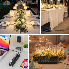 10-Port USB 3.0 Powered Charging Hub – 12V/2A with Independent Switches for LED Lamps, Event Lights & Wedding Installations