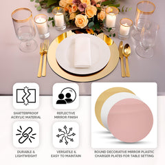 10-Pack Dining Plate Chargers Decorative Acrylic Mirror Silver Round - Lightweight Event Display 13"