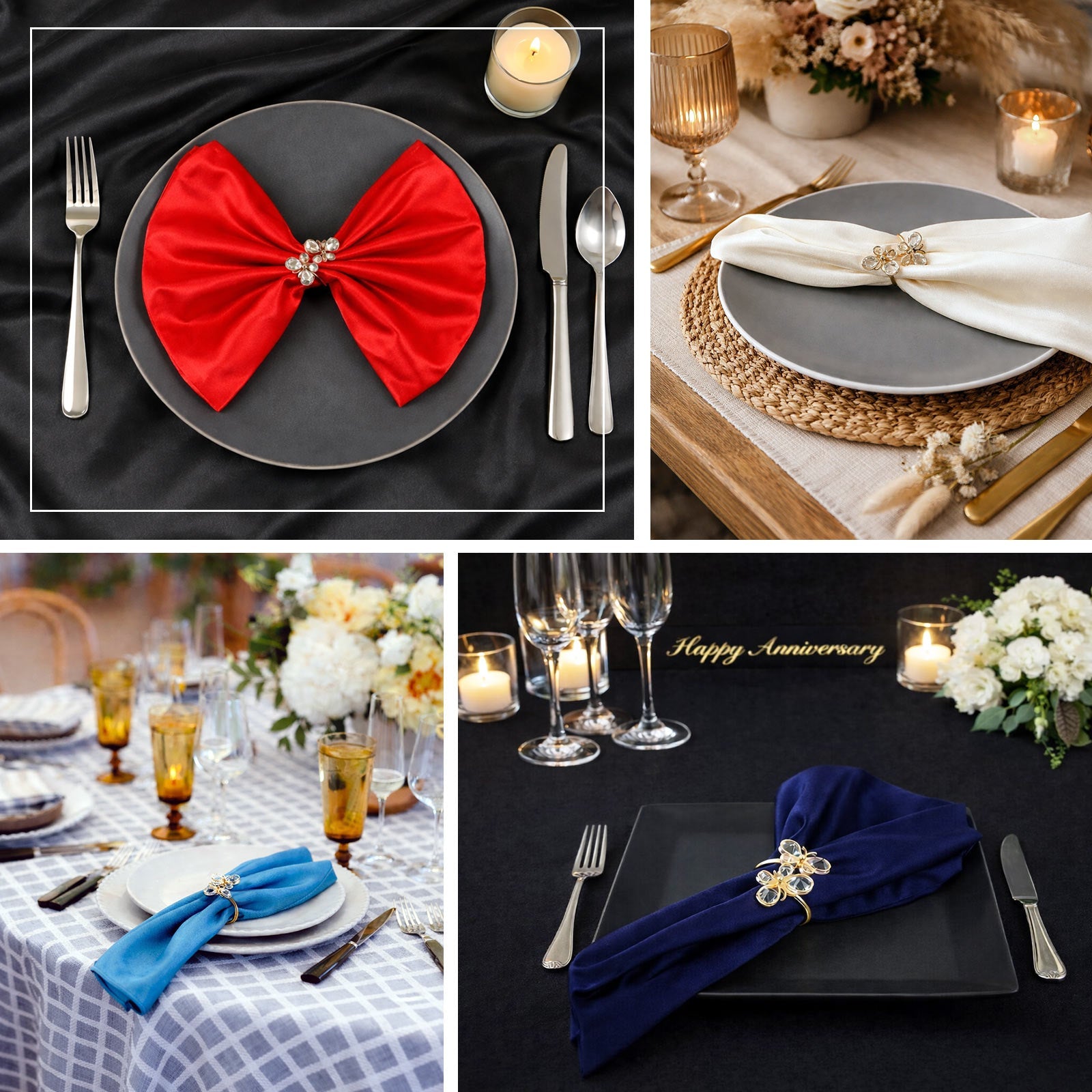 10-Pack Gold Butterfly Napkin Holders with Crystal Accents – Decorative Napkin Rings for Weddings & Events