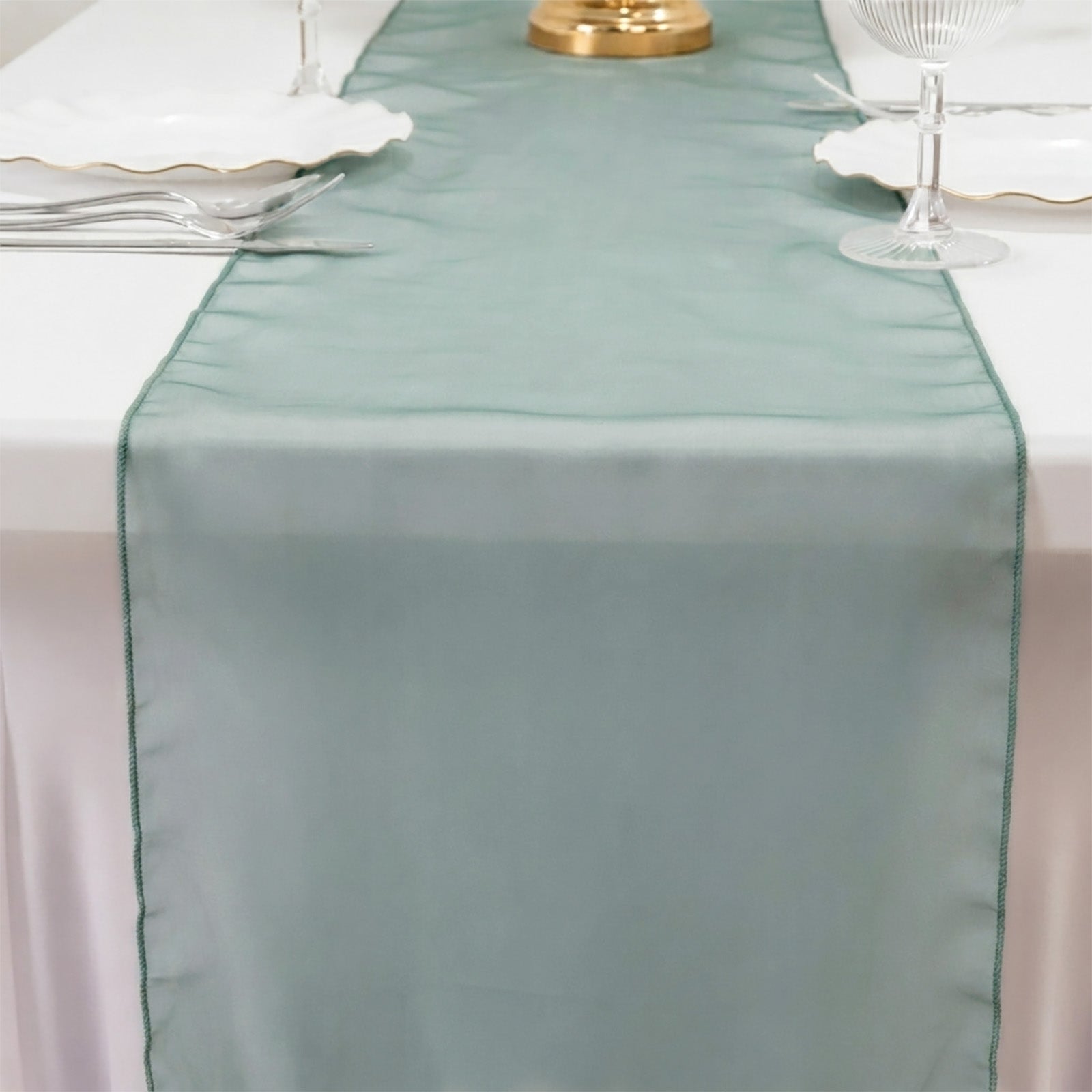 10 Pack Sheer Organza 14"x108" Table Runners Hunter Emerald Green - Soft and Lightweight Table Accent
