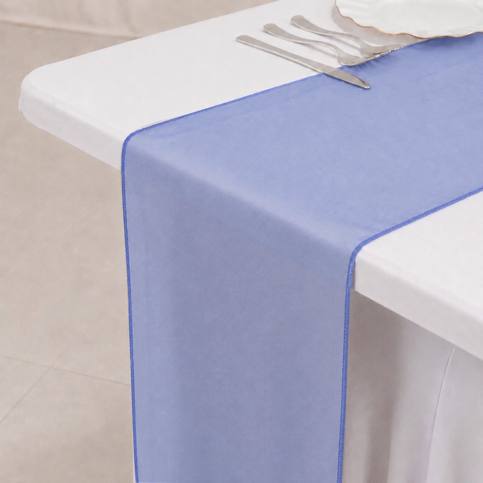 10 Pack Sheer Organza 14"x108" Table Runners Royal Blue - Soft and Lightweight Table Accent