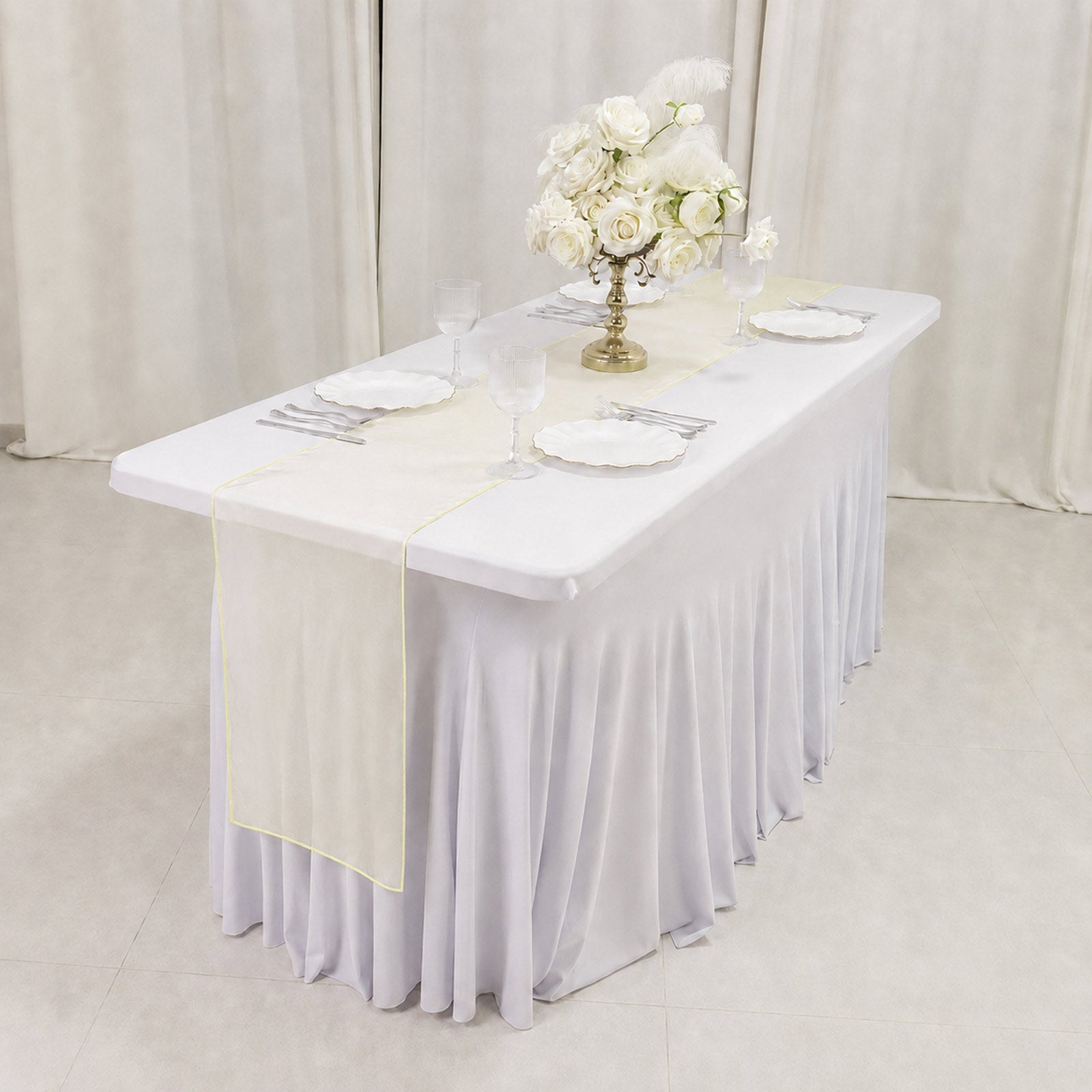 10 Pack Yellow Sheer Organza Table Runners - 14"x108"