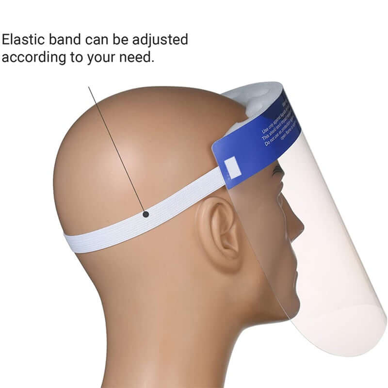 10 Pack Bulk Protective Disposable Face Shield Mask with Elastic Band and Comfort Sponge - Protects from Sneezing, Splash, Droplets