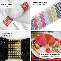 10 Pack Rhinestone Napkin Rings with Velcro Brooch Buckle Royal Blue - Stylish Design for Chair Sashes