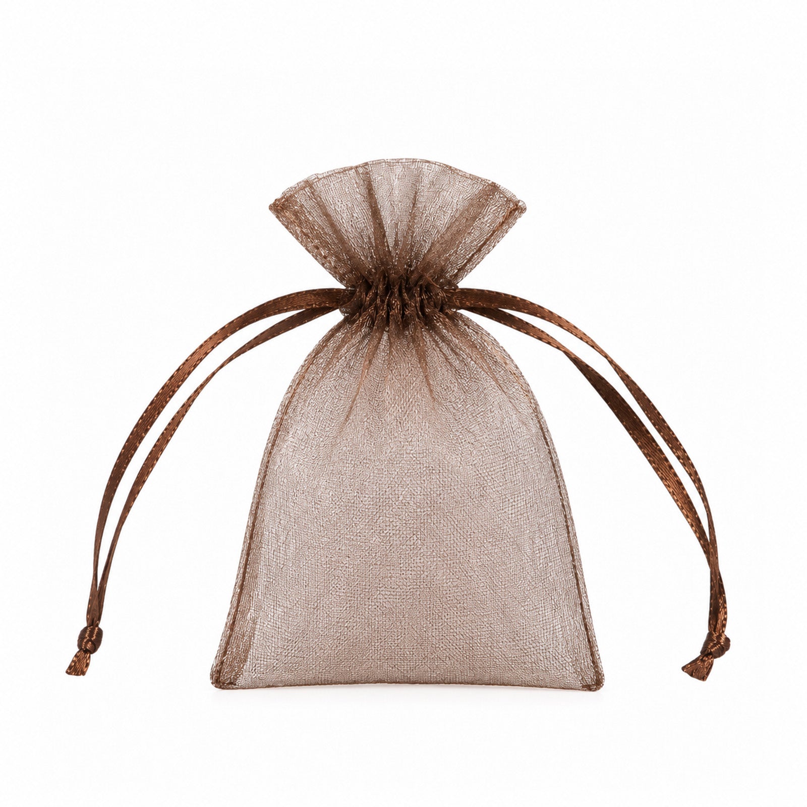 100 Pack Chocolate Organza Drawstring Gift Bags 3" x 4" – Wedding Party Favor Bags