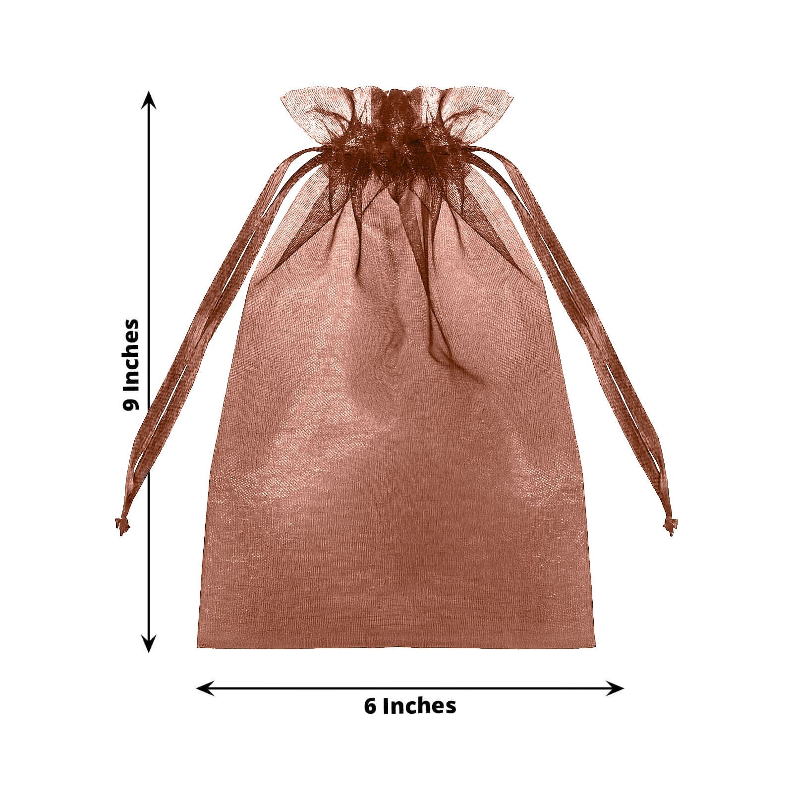 100 Pack Chocolate Organza Gift Bags with Drawstring, 6" x 9" – Wedding Party Favor Bags