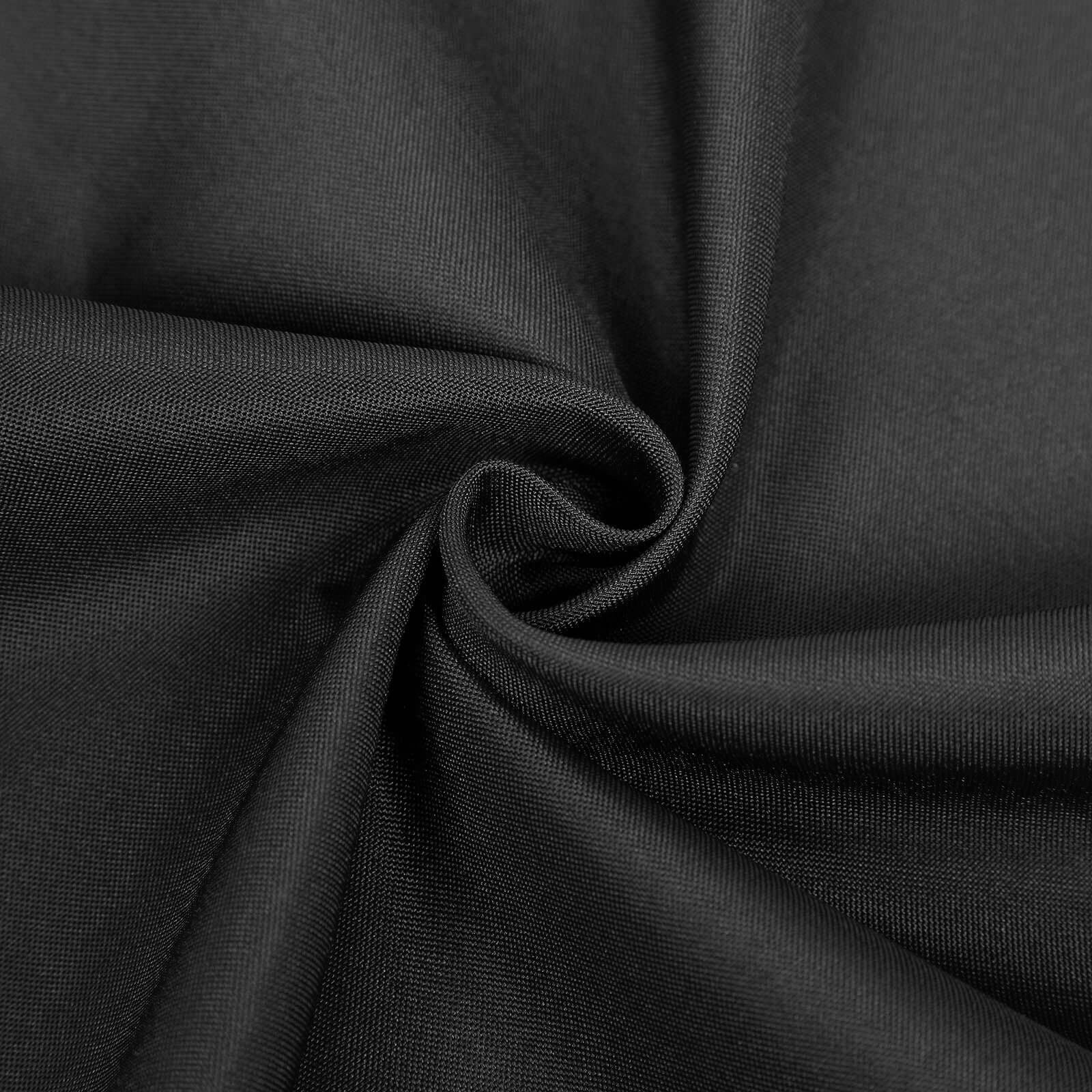 10-Pack Polyester Slip-On Folding Chair Covers with Attached Sashes – Black Durable Reusable Covers for Wedding & Event Decor