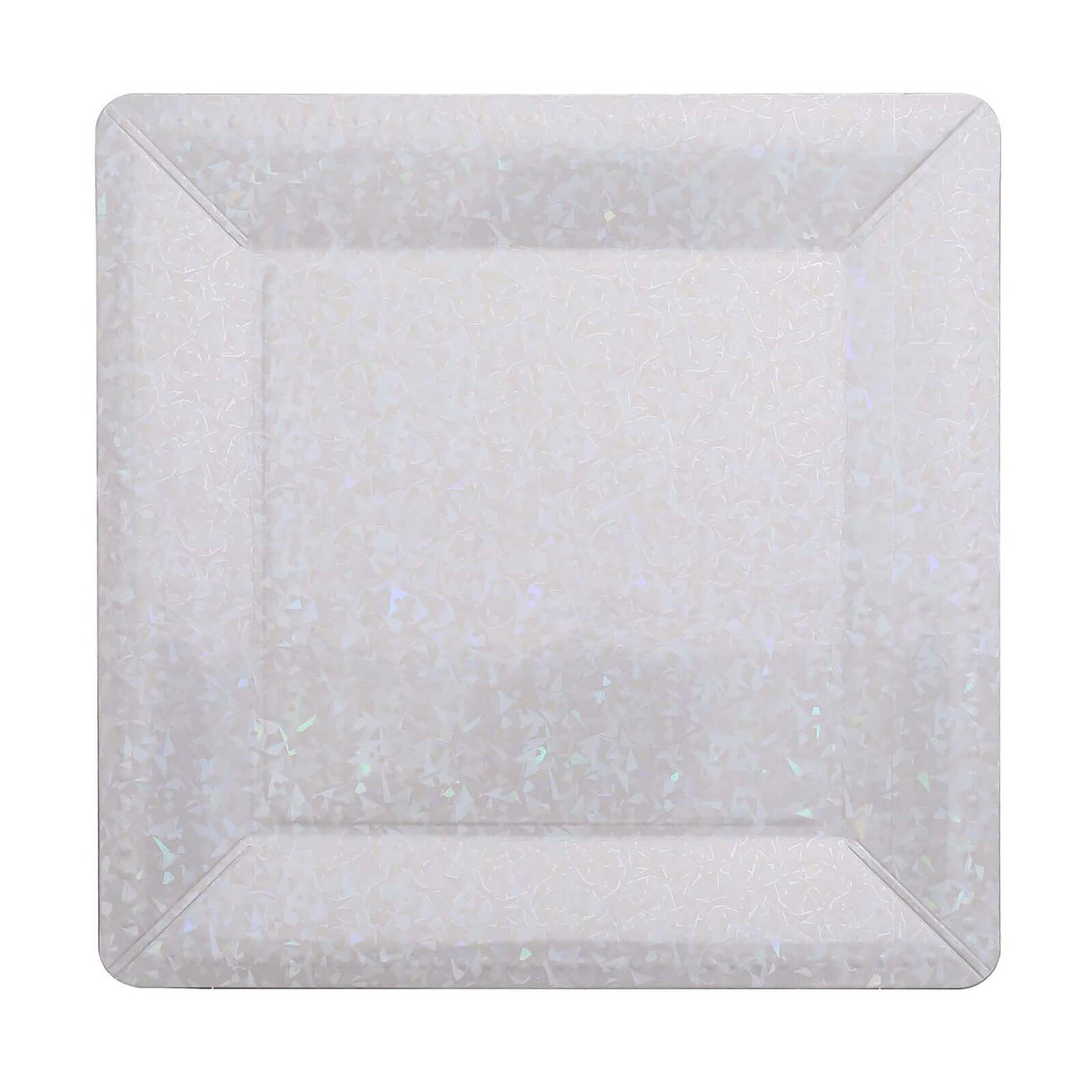 10-Pack Disposable Square Charger Plates in Iridescent with Leather Like Texture - 1100GSM Durable Paper Chargers 13"