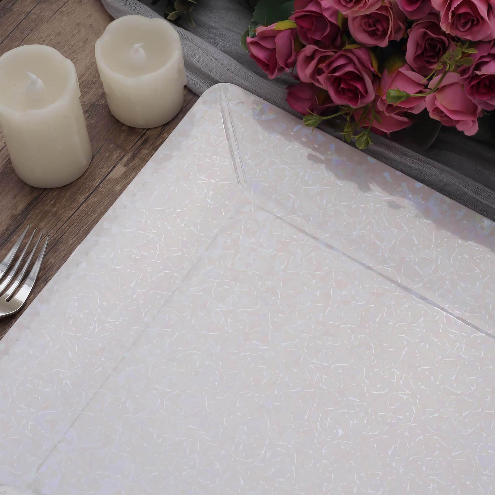 10-Pack Disposable Square Charger Plates in Iridescent with Leather Like Texture - 1100GSM Durable Paper Chargers 13"