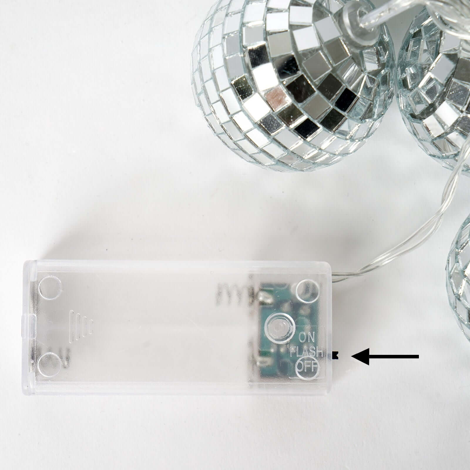10 LED String Light Garland Silver Disco Mirror Ball Warm White - Battery Operated Event Décor 6ft