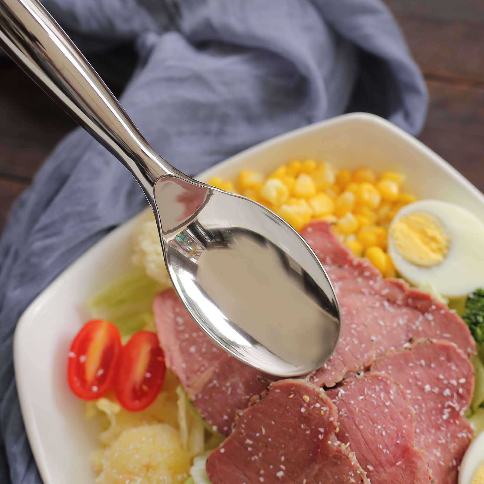 10-Pack Plastic Serving Spoons Silver for Buffet & Party Tables 10"