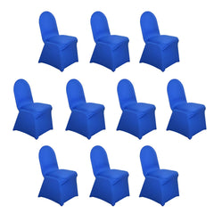 10 Pack Spandex Chair Covers for Banquet Chairs Royal Blue - Durable Reusable Stretch Slip-On Covers