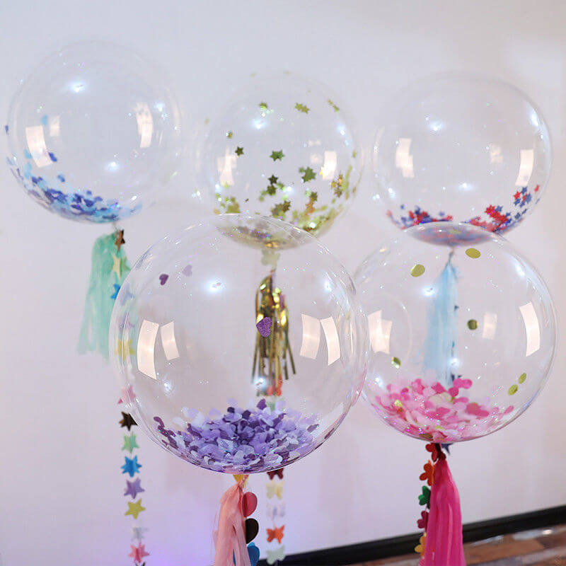 10 Pack 16" Clear Fully Transparent PVC Helium Air Bubble Balloons