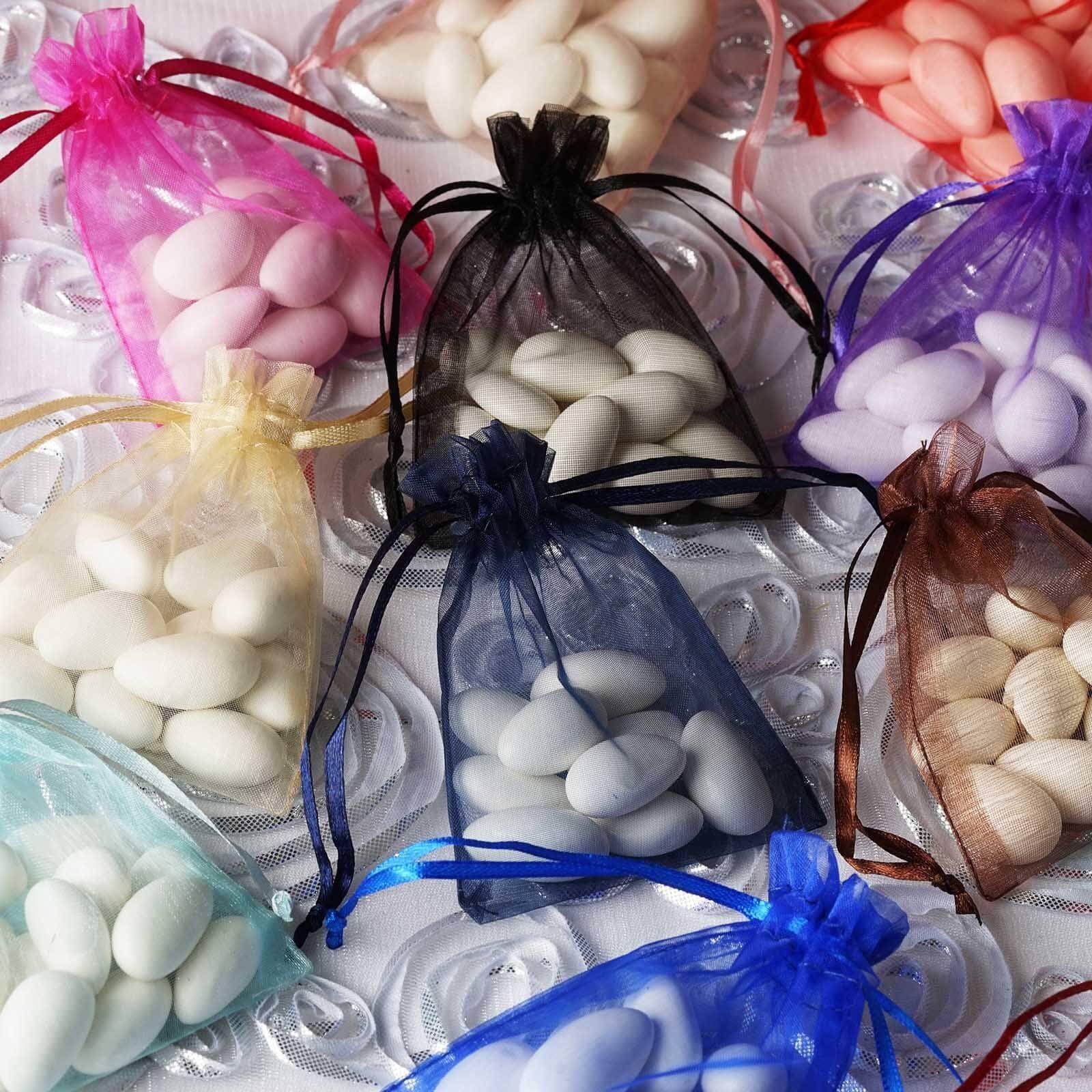 10 Pack 3"x4" Black Organza Drawstring Wedding Party Favor Gift Bags - Clearance SALE