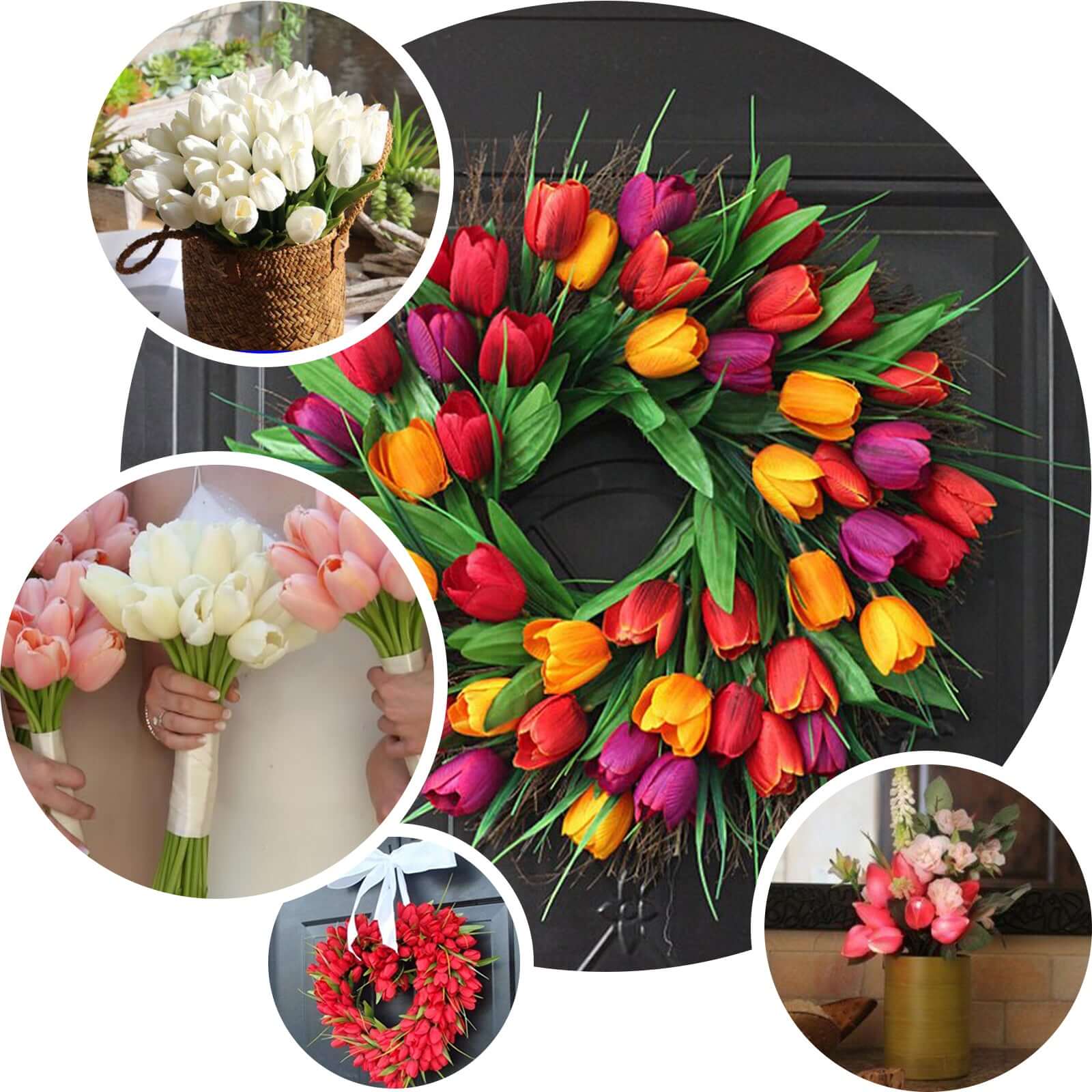 10 Pack 13" Artificial White Tulip Flower Stems – Real Touch Foam