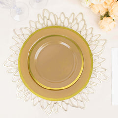 10-Pack Plastic 7" Round Appetizer Plates in Gold - Sleek Disposable Salad Plates for Banquets & Special Occasions