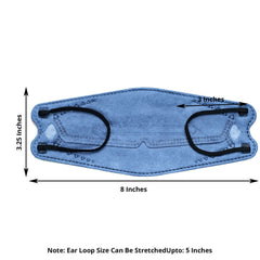 10 Pack Denim Blue Breathable KF94 Face Mask, 3D Fish-Design Mouth Shields for Adult, 4-Layer Protective Face Masks with Adjustable Nose Clip