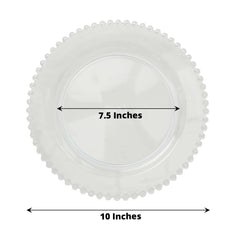 10-Pack Plastic 10" Round Dinner Plates in Clear with Beaded Rim - Disposable Party Plates for Banquets & Festive Occasions