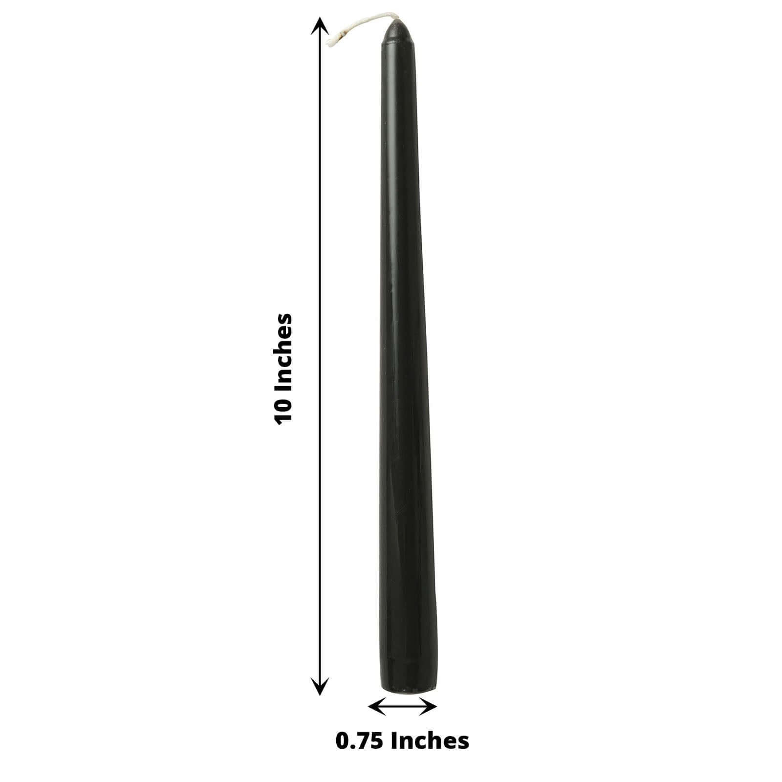 10-Pack Taper Candles Premium Wax Design Black - Unscented Candles for Upscale Settings 10"