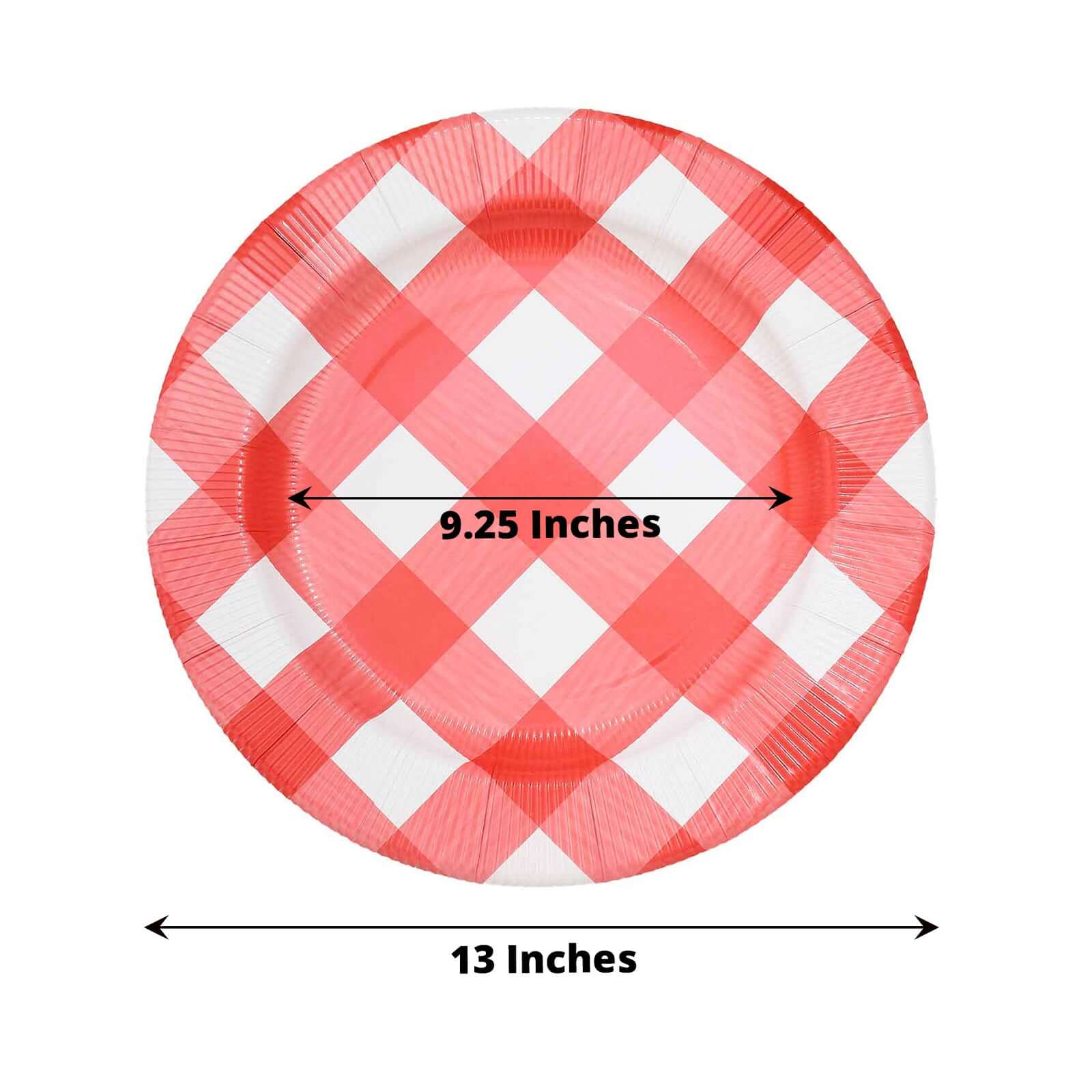 10-Pack Disposable Paper Charger Plates – Red/White Buffalo Plaid 13" Round Table Chargers, 350 GSM Cardstock