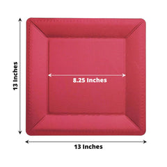 10-Pack Disposable Square Charger Plates in Burgundy with Leather Like Texture - 1100GSM Durable Paper Chargers 13"