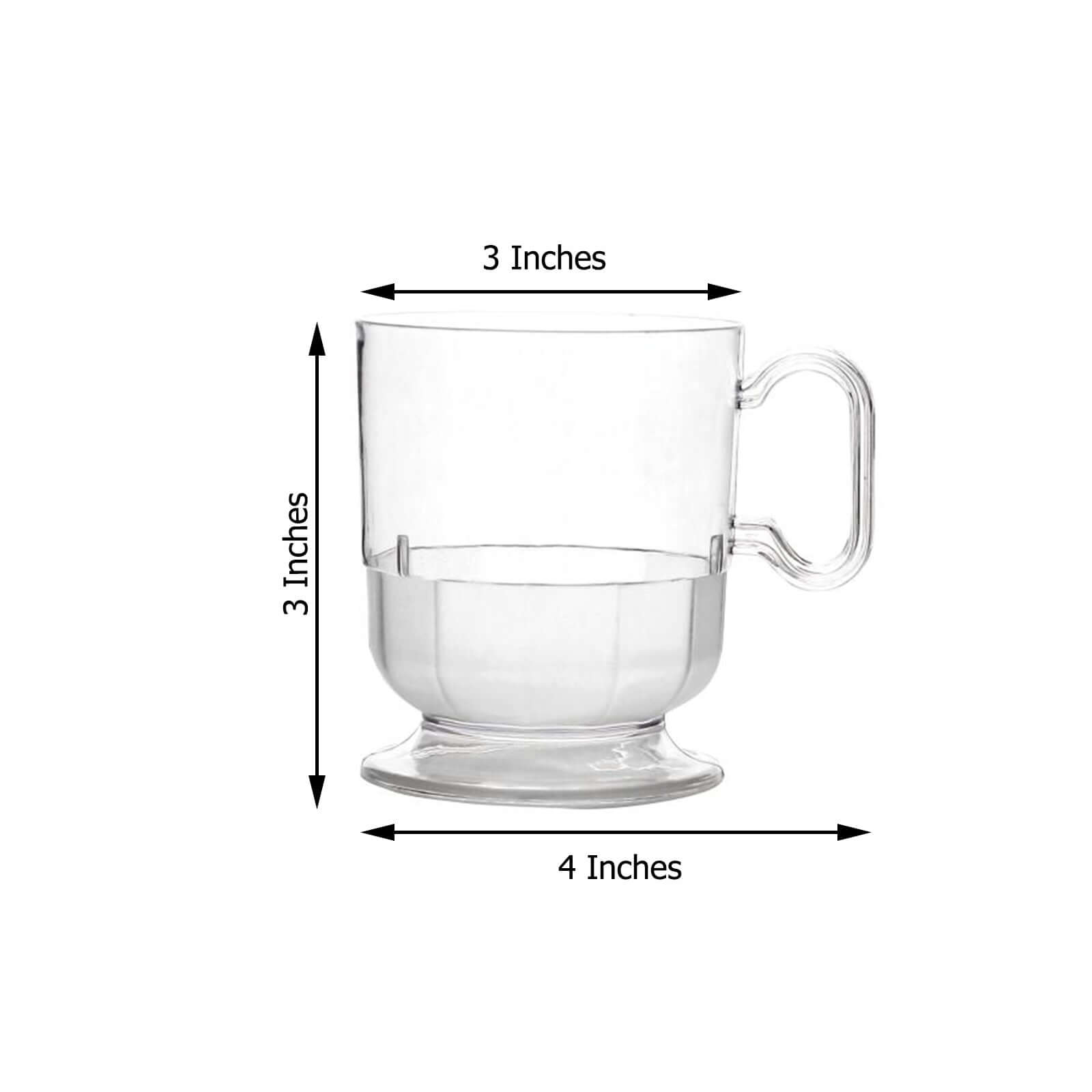 10-Pack Plastic Coffee Espresso Cups Clear - Disposable Mugs with Handles for Tea, Lattes & Hot Chocolate 5oz