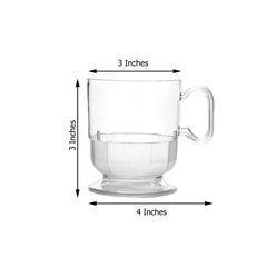 10-Pack Plastic Coffee Espresso Cups Clear - Disposable Mugs with Handles for Tea, Lattes & Hot Chocolate 5oz