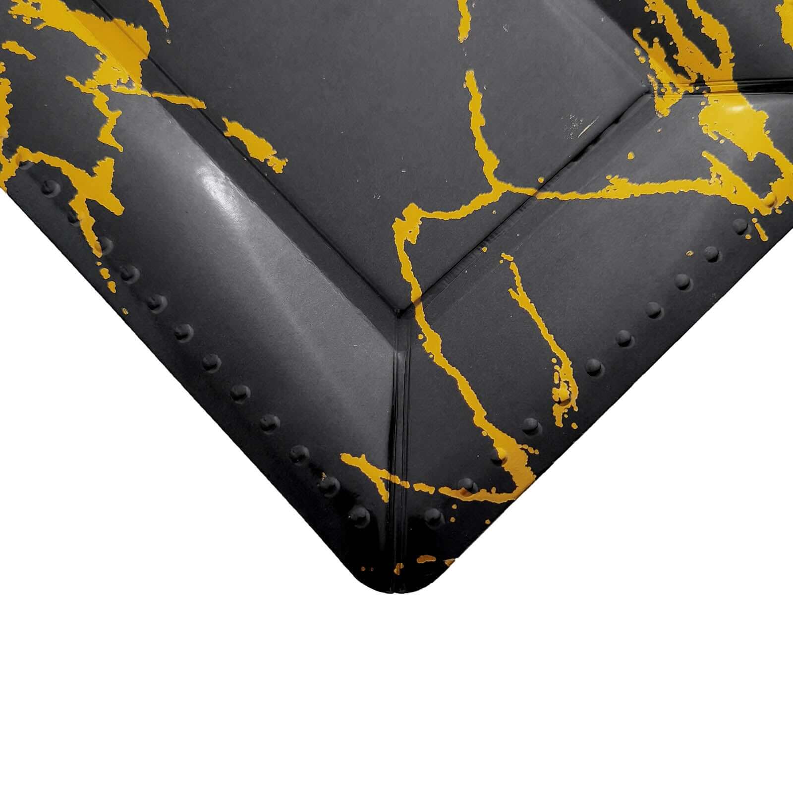 10-Pack Paper 16" Rectangle Serving Trays Black/Gold - Durable 1100GSM Disposable Food Platters with Modern Marble Design for Dessert Tables & Food Stations