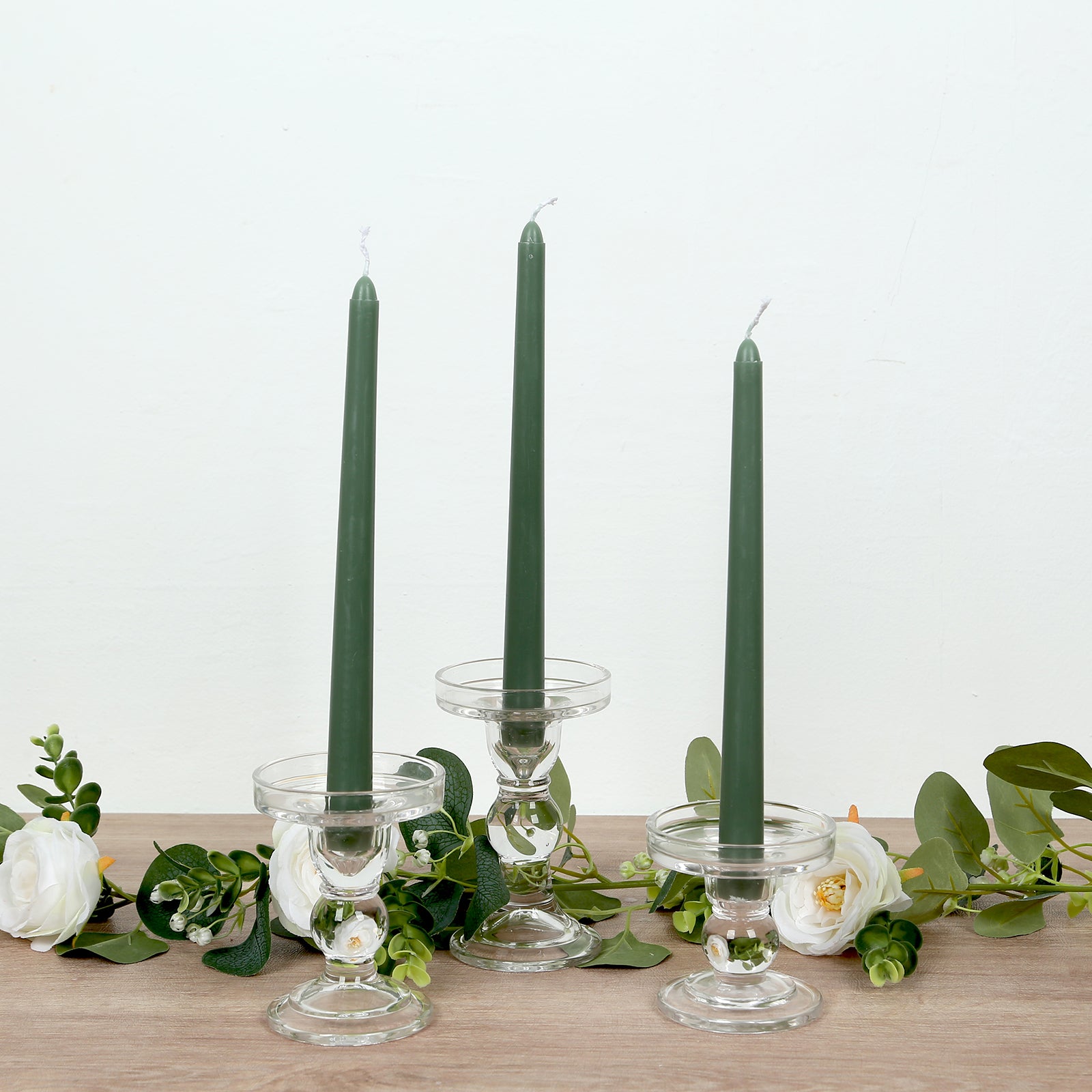 10-Pack Taper Candles Premium Wax Design Dusty Sage Green - Unscented Candles for Upscale Settings 10"