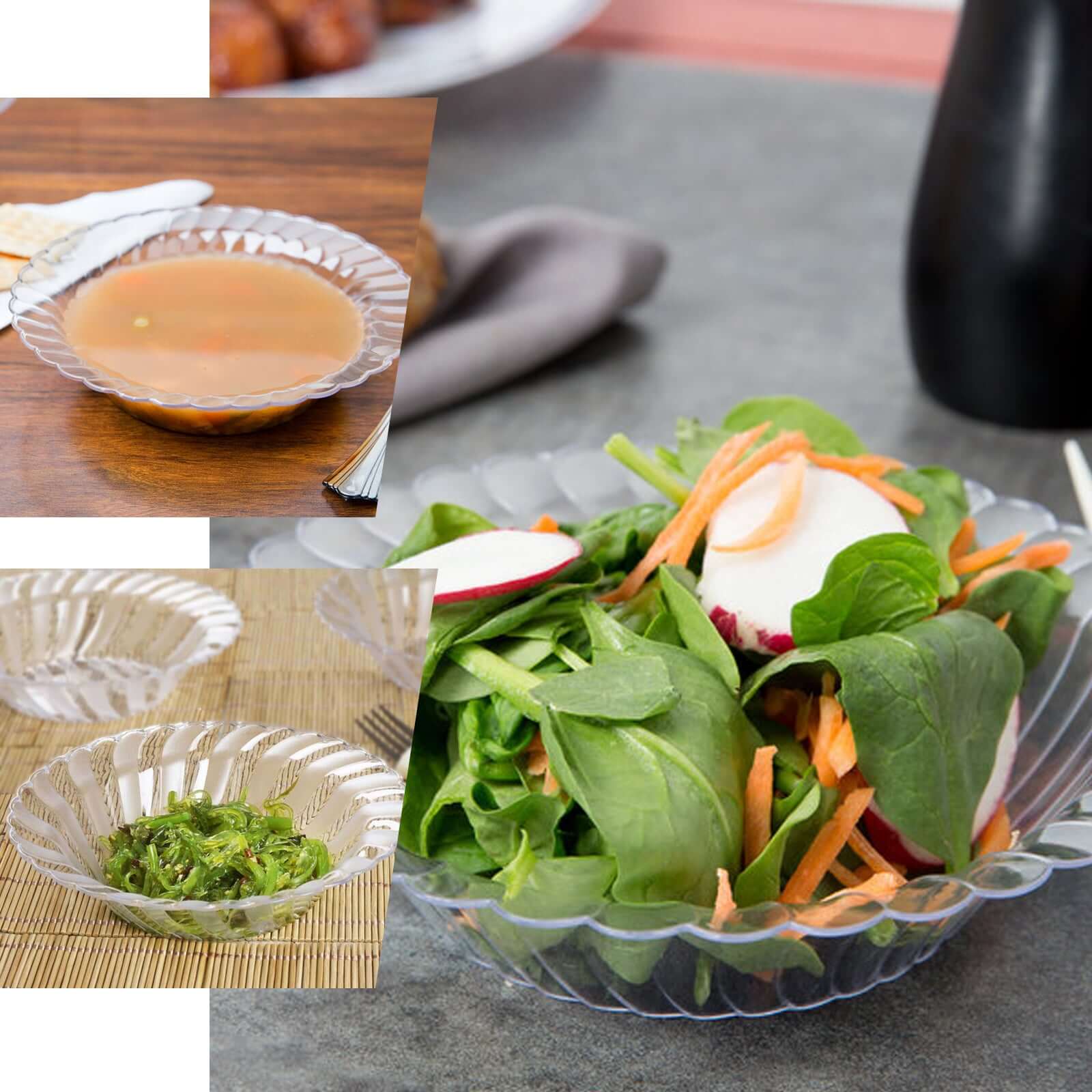 10-Pack Hard Plastic Fruit Bowls Clear Flared Design - Durable Disposable Bowls for Desserts 5oz