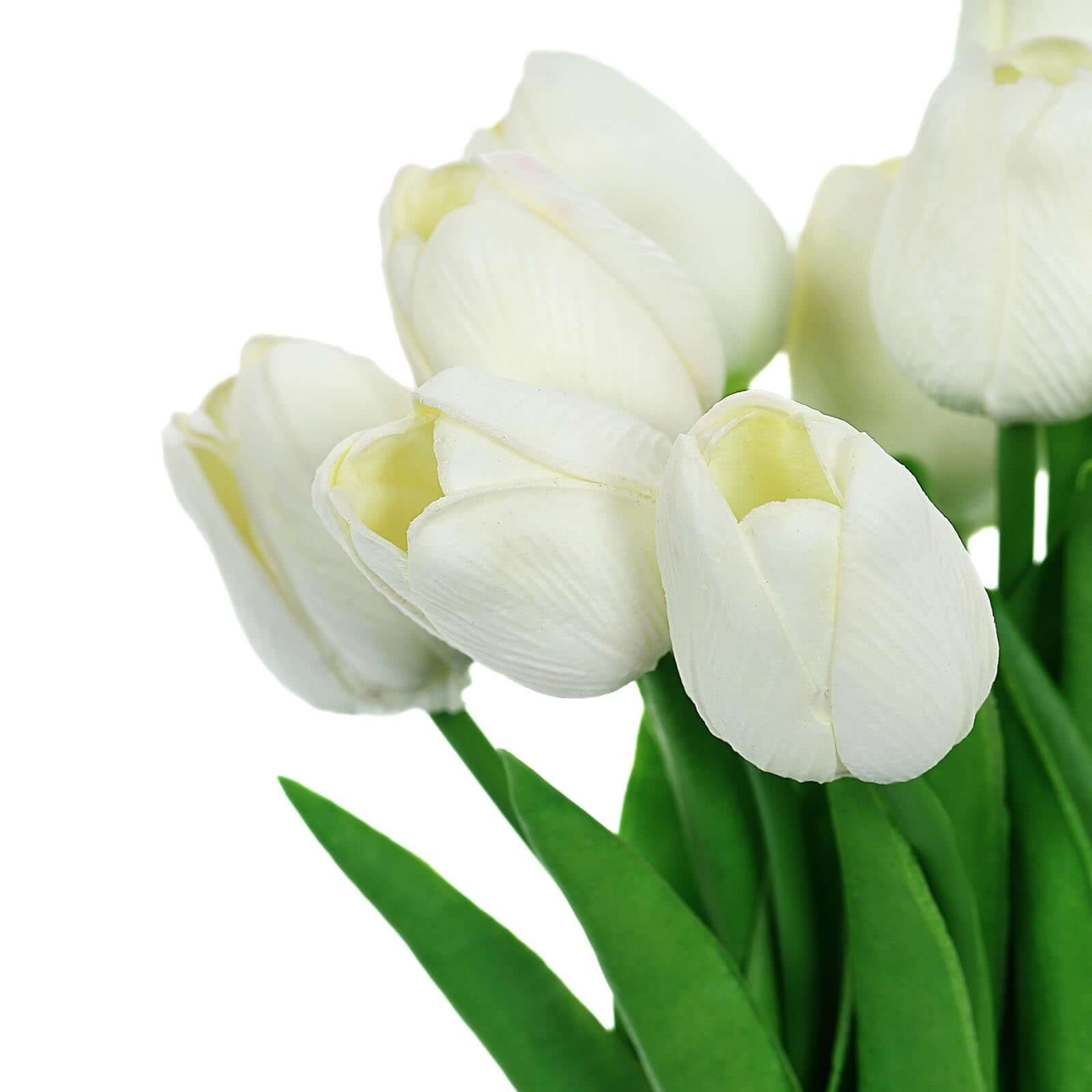 10 Pack 13" Artificial White Tulip Flower Stems – Real Touch Foam