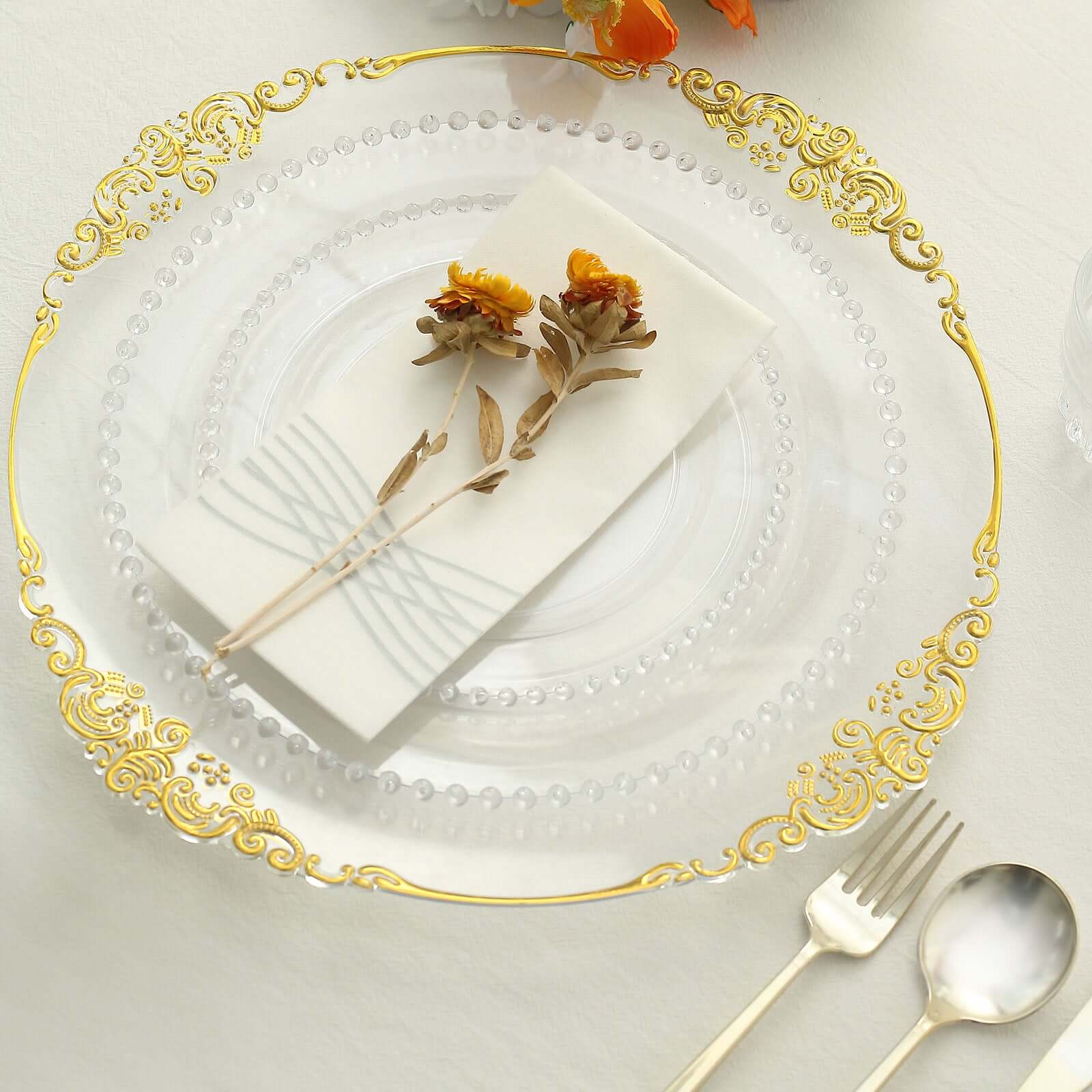 10-Pack Clear Plastic Dessert Plates – 8" Round with Beaded Rim, Disposable for Parties & Events