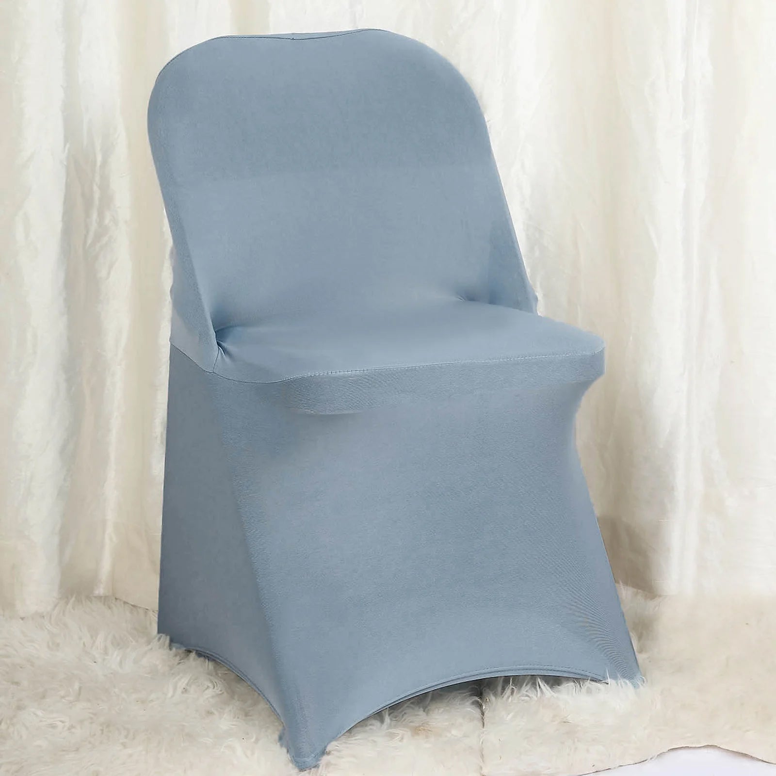 10 Pack Stretch Spandex Chair Covers Dusty Blue for Folding Chairs - Durable 160GSM Fitted Slipcovers
