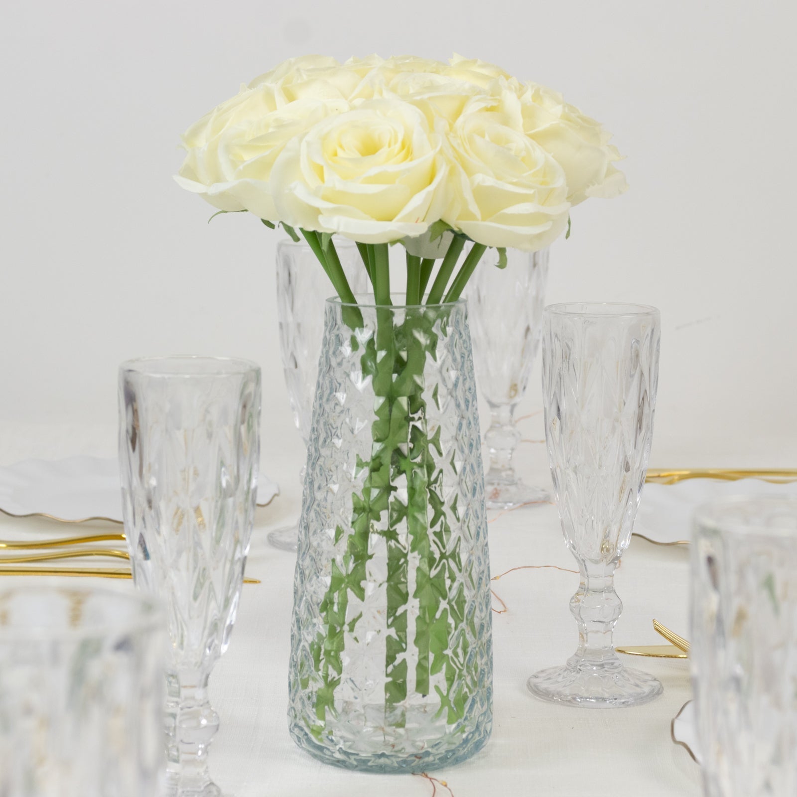 10 Pack 12" Ivory Silk Rose Stems, Artificial Flowers for Arrangements and Bouquets