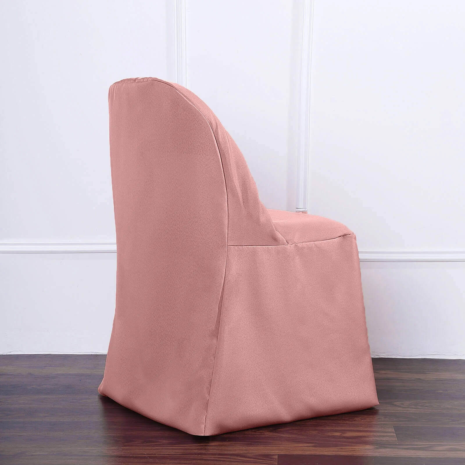 10 Pack Polyester Chair Covers for Folding Chairs Dusty Rose - Wrinkle-Free Stain-Resistant Slip-On Slipcovers