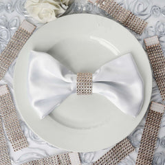 10 Pack Rhinestone Napkin Rings with Velcro Brooch Buckle Champagne - Stylish Design for Chair Sashes