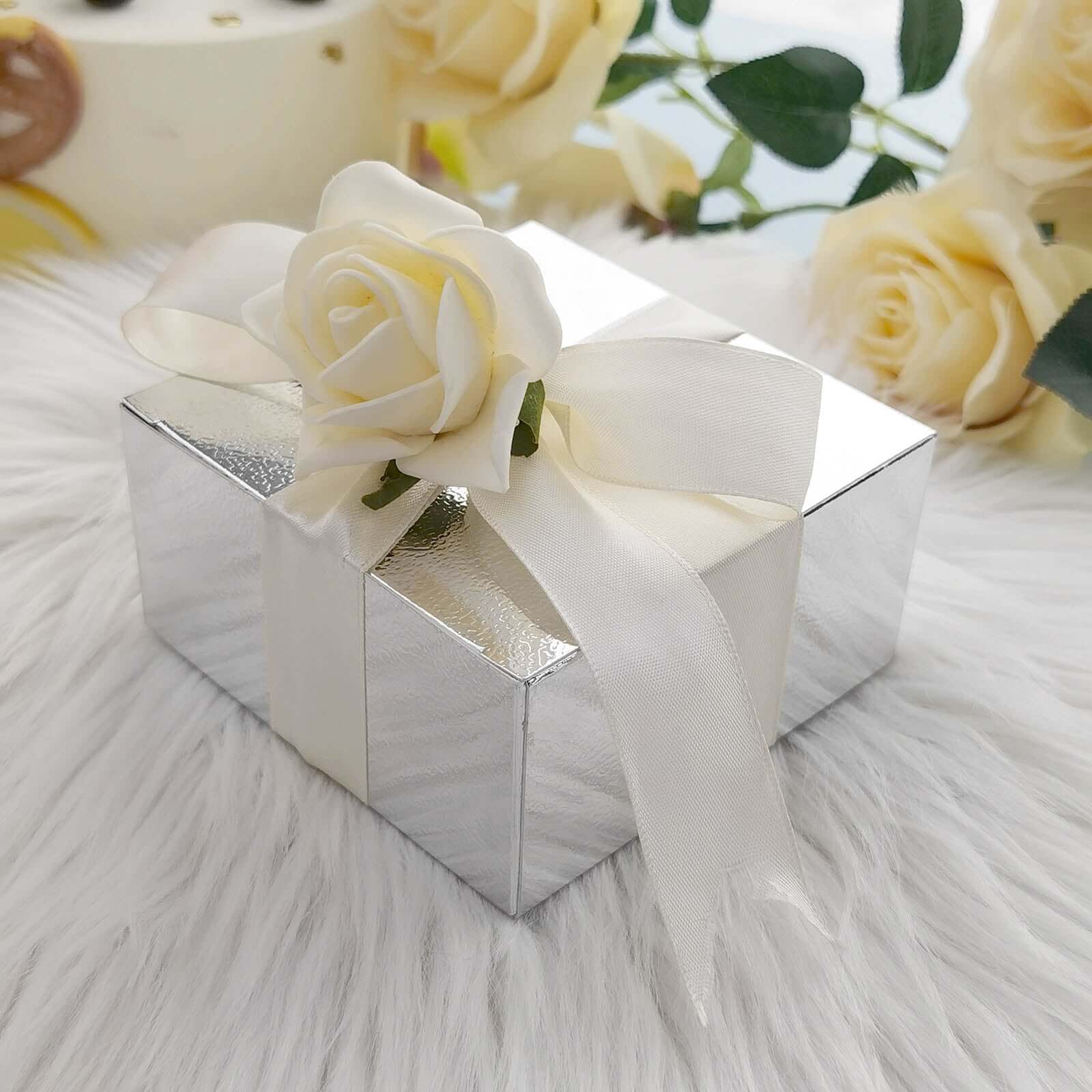 100 Pack 4"x4"x2" Silver Cake Cupcake Party Favor Gift Boxes, DIY