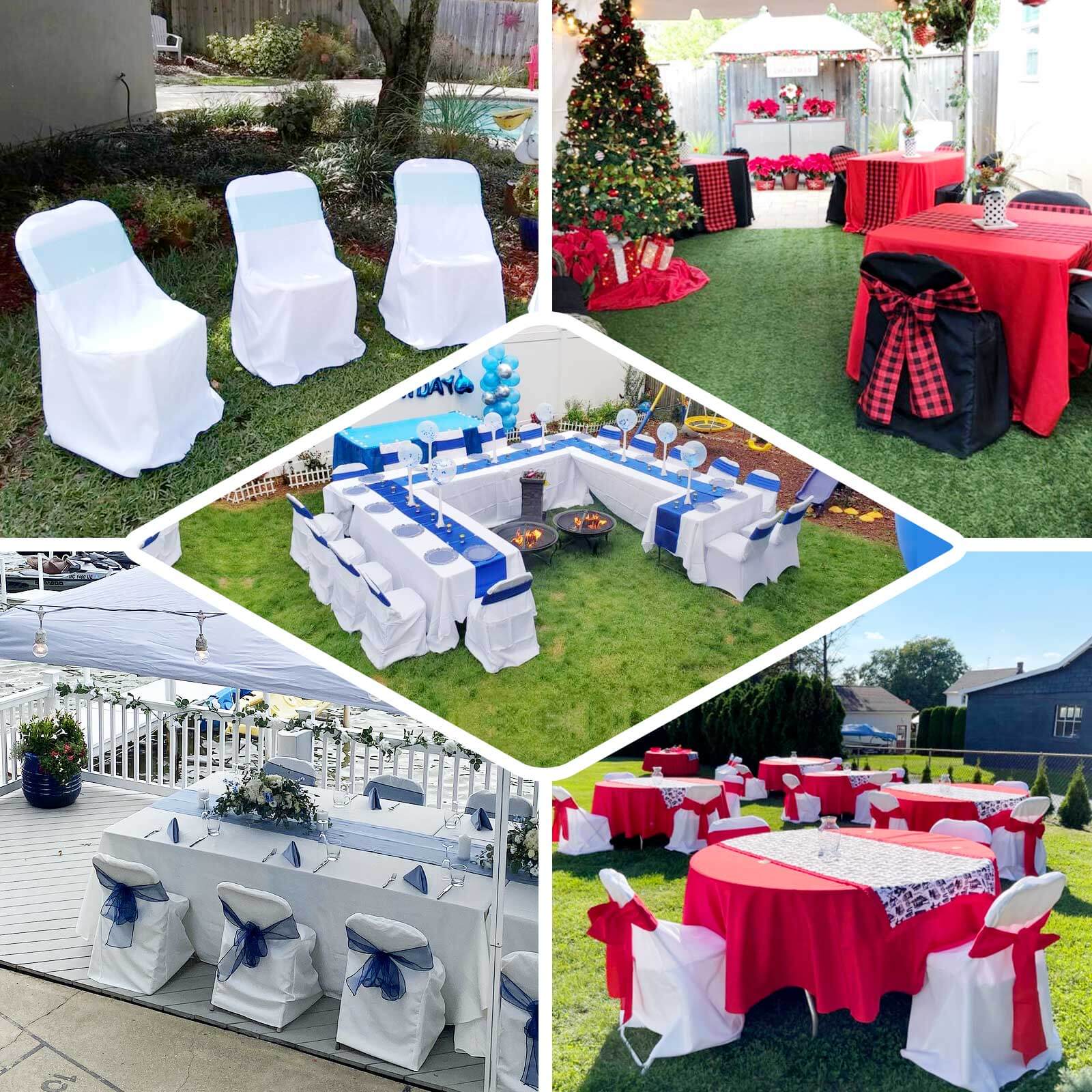10 Pack Polyester Chair Covers for Folding Chairs Red - Wrinkle-Free Stain-Resistant Slip-On Slipcovers