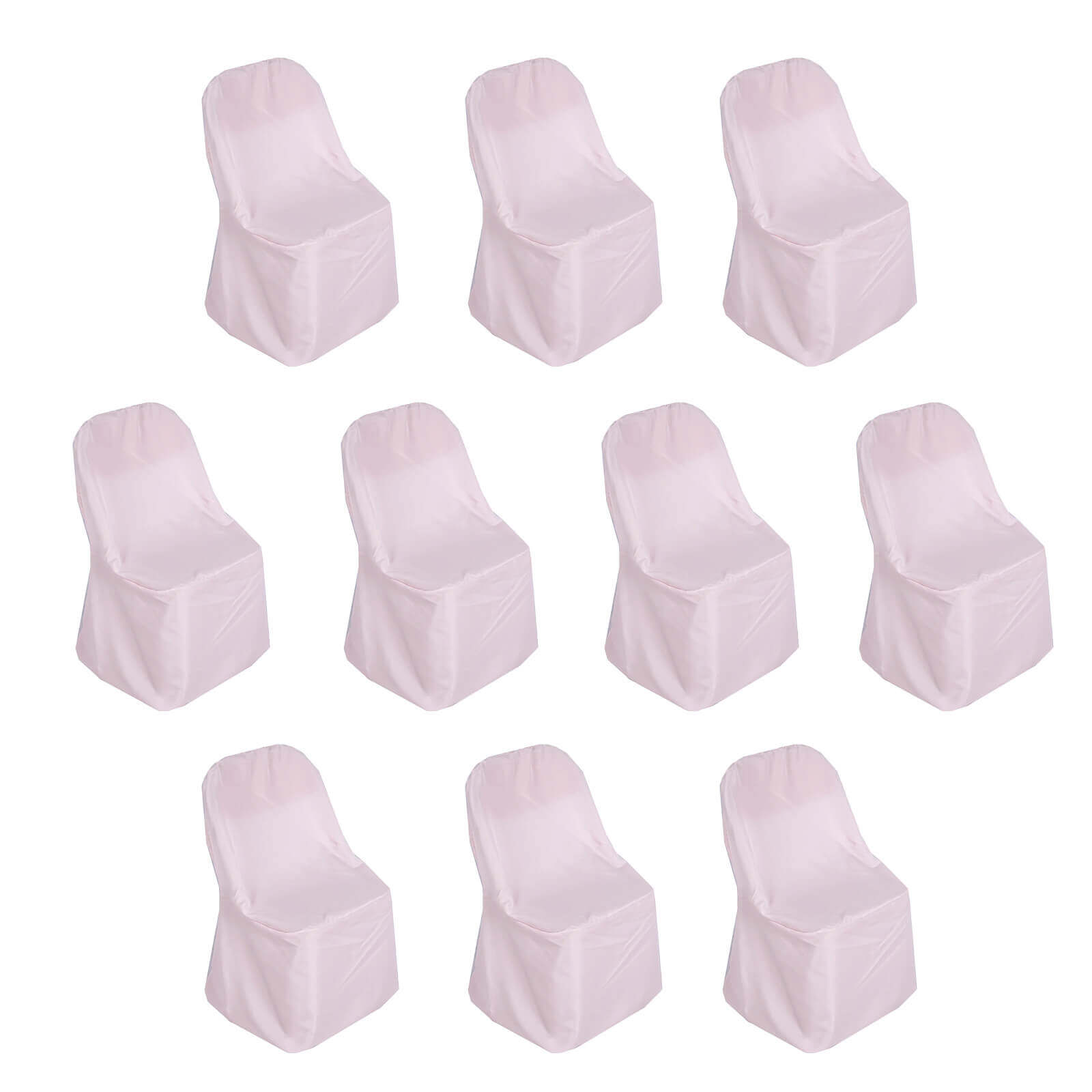 10 Pack Polyester Chair Covers for Folding Chairs Blush - Wrinkle-Free Stain-Resistant Slip-On Slipcovers